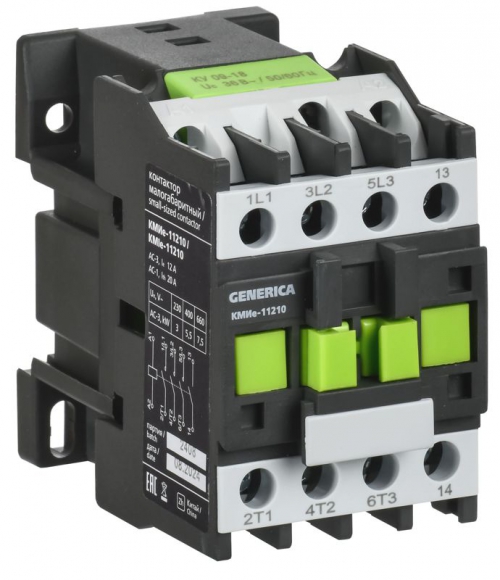 Контактор КМИе-11210 12А 230В/АС3 1НО GENERICA KKME11-012-230-10 KKME11-012-230-10