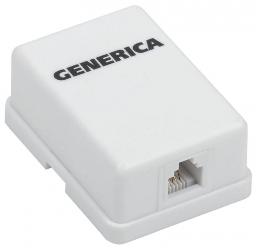 Розетка телефонная 1-м ОП RJ12 кат.3 UTP GENERICA CS2-3C03U-12-G CS2-3C03U-12-G