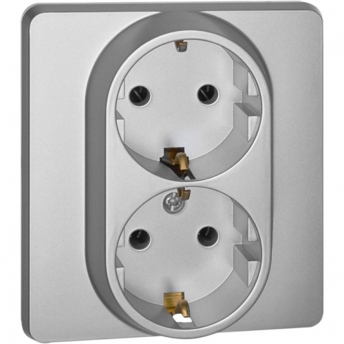 Розетка Inspiria 16А 250В 2х2P+E немецк. стандарт алюм. Leg 673752 673752