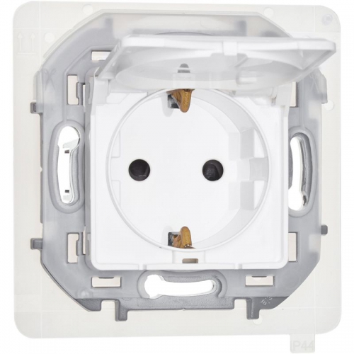 Розетка 1-м СП Inspiria 16А IP44 250В 2P+E защ. шторки с крышкой немецк. стандарт механизм бел. Leg 673740 673740