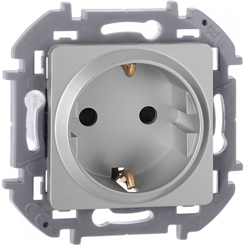 Розетка 1-м СП Inspiria 16А IP20 250В 2P+E защ. шторки немецк. стандарт механизм алюм. Leg 673732 673732