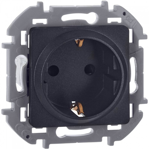 Розетка 1-м СП Inspiria 16А IP20 250В 2P+E защ. шторки немецк. стандарт механизм антрацит Leg 673733 673733