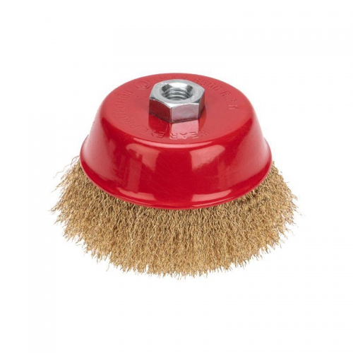 Щетка чашечная для УШМ витая латунированная проволока 125мм М14 Kranz KR-91-1210 KR-91-1210