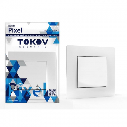 Выключатель 1-кл. СП Pixel 10А IP20 в сборе бел. TOKOV ELECTRIC TKE-PX-V1F-C01 TKE-PX-V1F-C01