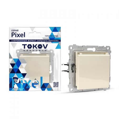 Розетка 1-м СП Pixel 16А IP20 с заземл. защ. шторки с крышкой механизм беж. TOKOV ELECTRIC TKE-PX-R1ZSW1-C02 TKE-PX-R1ZSW1-C02