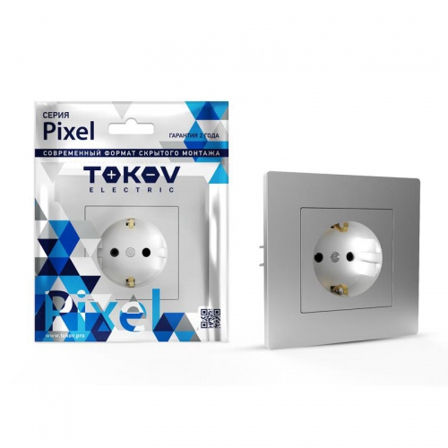 Розетка 1-м СП Pixel 16А IP20 с заземл. защ. шторки в сборе алюм. TOKOV ELECTRIC TKE-PX-R1FZSF-C03 TKE-PX-R1FZSF-C03