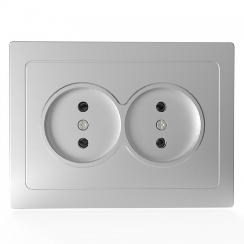 Розетка 2-м СП Pixel 16А IP20 без заземл. в сборе алюм. TOKOV ELECTRIC TKE-PX-R2F-C03 TKE-PX-R2F-C03