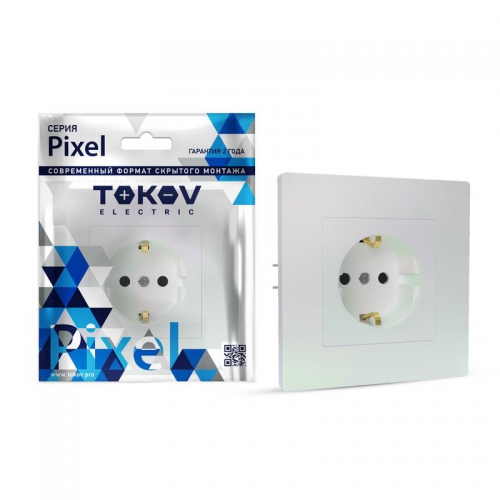 Розетка 1-м СП Pixel 16А IP20 с заземл. защ. шторки в сборе перламутр. TOKOV ELECTRIC TKE-PX-R1FZSF-C04 TKE-PX-R1FZSF-C04