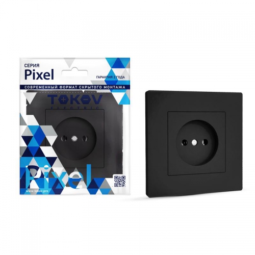 Розетка 1-м СП Pixel 16А IP20 без заземл. в сборе карбон TOKOV ELECTRIC TKE-PX-R1F-C14 TKE-PX-R1F-C14