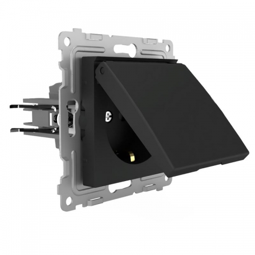 Розетка 1-м СП Pixel 16А IP20 с заземл. защ. шторки с крышкой механизм карбон TOKOV ELECTRIC TKE-PX-R1ZSW1-C14 TKE-PX-R1ZSW1-C14