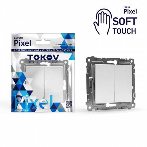 Выключатель 2-кл. СП Pixel 10А IP20 механизм айс TOKOV ELECTRIC TKE-PX-V2-C34 TKE-PX-V2-C34