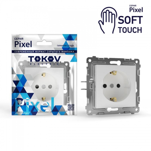 Розетка 1-м СП Pixel 16А IP20 с заземл. защ. шторки механизм айс TOKOV ELECTRIC TKE-PX-R1ZSF-C34 TKE-PX-R1ZSF-C34