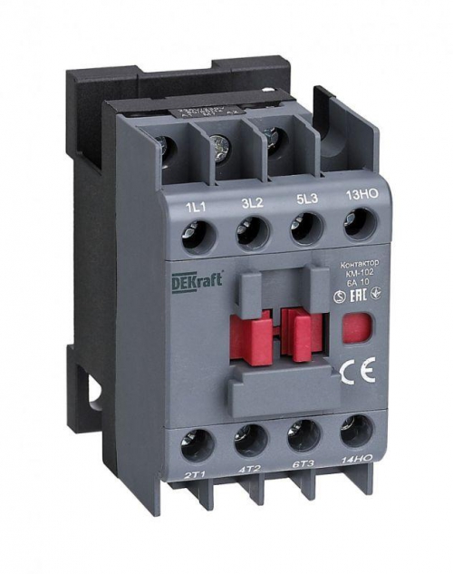 Контактор КМ-102 6А кат. 220В/230В AC 1НО AC-3 AC-4 DEKraft 22061DEK 22061DEK