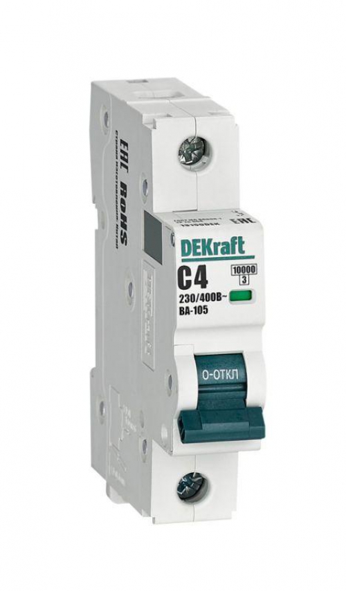 Выключатель автоматический модульный 1п C 4А 10кА ВА-105 DEKraft 13150DEK 13150DEK
