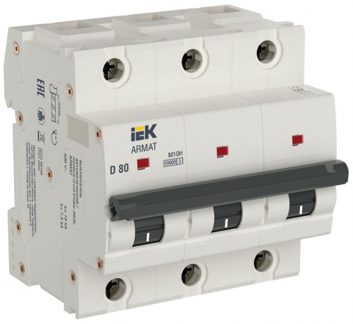 Выключатель автоматический модульный 3п D 80А M10H ARMAT IEK AR-M10H-3-D080 AR-M10H-3-D080