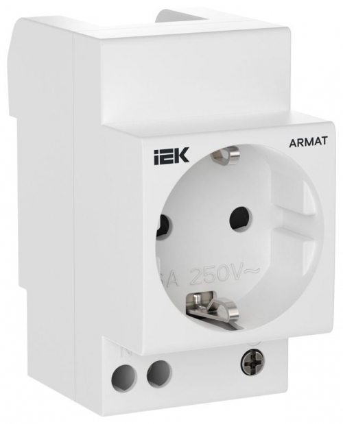 Розетка на DIN-рейку 45мм с заземл. защ. шторки 16А ARMAT IEK AR-SOD-G-GND-S-016 AR-SOD-G-GND-S-016