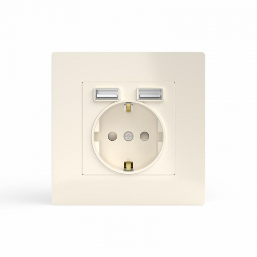 Розетка 1-м СП Pixel с заземл. с 2-мя заряд. устр. USB тип A+A механизм беж. TOKOV ELECTRIC TKE-PX-R1U2A-C02 TKE-PX-R1U2A-C02