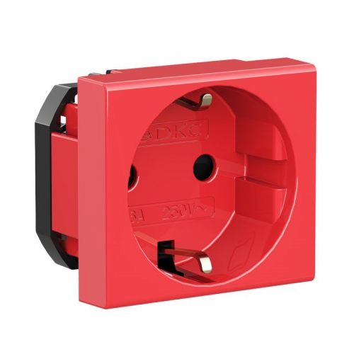 Розетка 1-м СП Viva 2мод. защ. шторки с заземл. красн. DKC 45015 45015