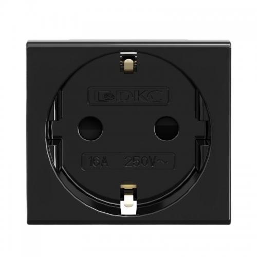 Розетка 1-м 2мод. Viva 16А IP20 2P+E с заземл. защ. шторки черн. DKC 45205 45205