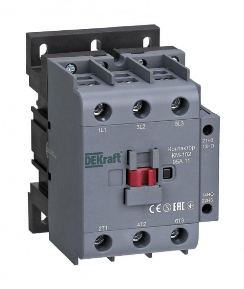 Контактор КМ-102 3п 95А кат. 230В AC 1НО+1НЗ AC-3 AC-4 DEKraft 22010DEK 22010DEK