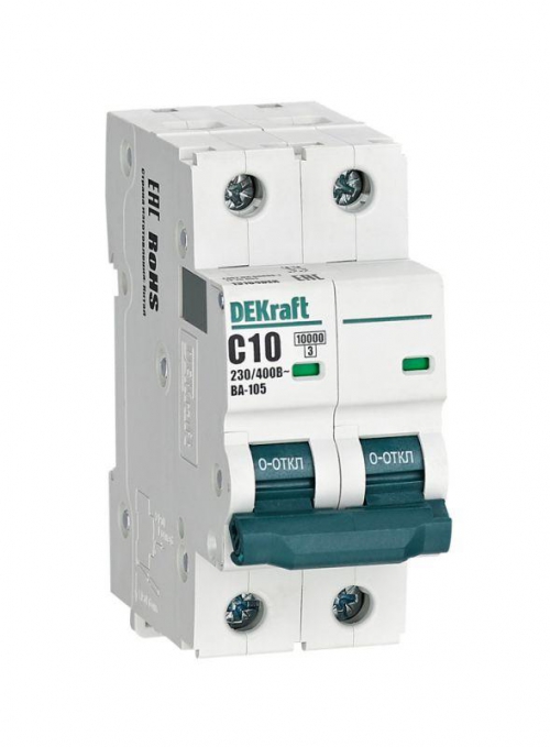 Выключатель автоматический модульный 2п C 10А 10кА ВА-105 DEKraft 13164DEK 13164DEK