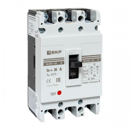 Выключатель автоматический 3п 100/20А 35кА ВА-99М PROxima EKF mccb99-100-20m mccb99-100-20m