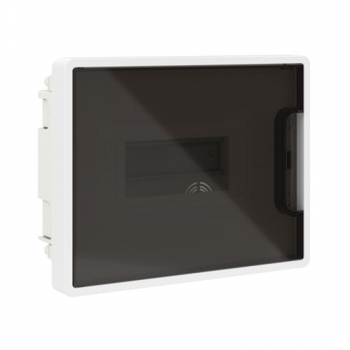 Щиток встраиваемый 8мод. IP41 с тонированной дверцей с 2 шинами PEN на 6 и 8 отверст. бел. DKC F08B1WD F08B1WD