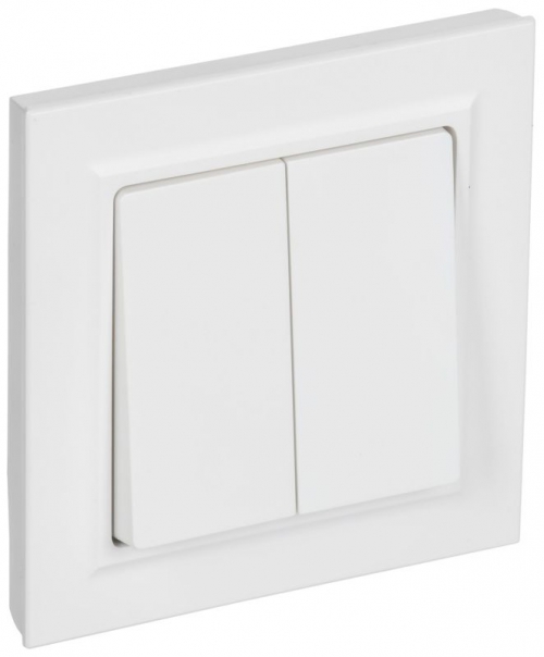 Выключатель 2-кл. СП BRITE ВСР10-2-0-БрАБ 10А в сборе арктич. бел. IEK BR-V20-0-10-K91-F BR-V20-0-10-K91-F