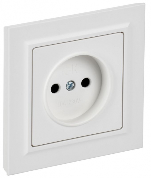 Розетка BRITE РСР10-1-0-БрАБ 10А в сборе без заземл. без защ. шторок арктич. бел. IEK BR-R10-10-K91-F BR-R10-10-K91-F
