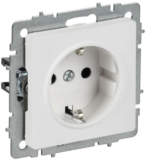 Розетка BRITE РС14-1-0-БрАБ 16А с заземл. защ. шторки механизм арктич. бел. IEK BR-R14-16-K91 BR-R14-16-K91