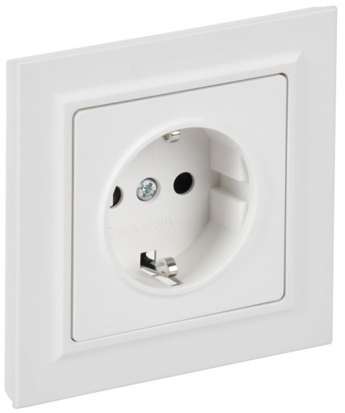 Розетка BRITE РСР14-1-0-БрАБ 16А в сборе с заземл. защ. шторки арктич. бел. IEK BR-R14-16-K91-F BR-R14-16-K91-F