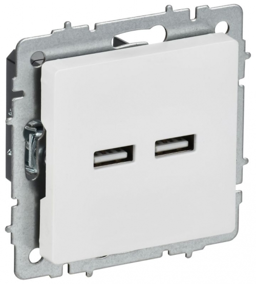 Розетка BRITE РЮ10-1-БрАБ USB A+A 3.1А механизм арктич. бел. IEK BR-U21-D31-K91 BR-U21-D31-K91