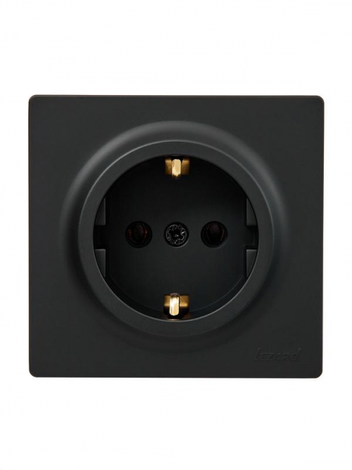 Розетка 1-м ОП LETO с заземл. ПБТ черн. бархат LEZARD 752-4200-122B 752-4200-122B