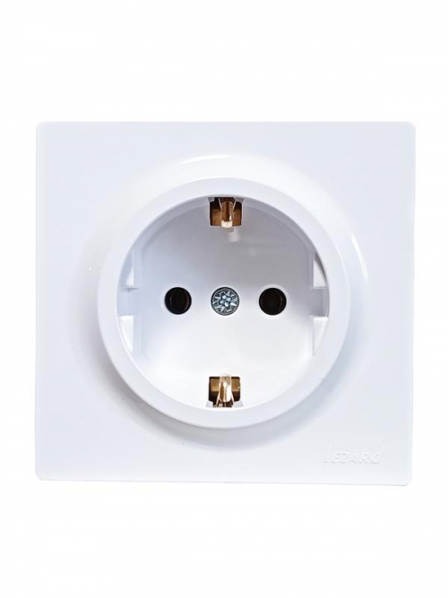 Розетка 1-м ОП LETO с заземл. ПБТ бел. LEZARD 752-0200-122B 752-0200-122B