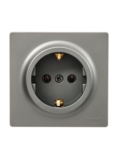 Розетка 1-м ОП LETO с заземл. ПБТ платина LEZARD 752-3500-122B 752-3500-122B