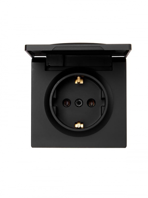 Розетка 1-м ОП LETO с заземл. с крышкой LETO ПБТ черн. бархат LEZARD 752-4200-123B 752-4200-123B