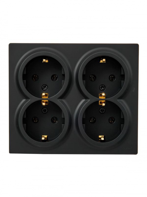 Розетка 4-м ОП LETO с заземл. закрытый корпус ПБТ черн. бархат LEZARD 752-4200-127BDP 752-4200-127BDP