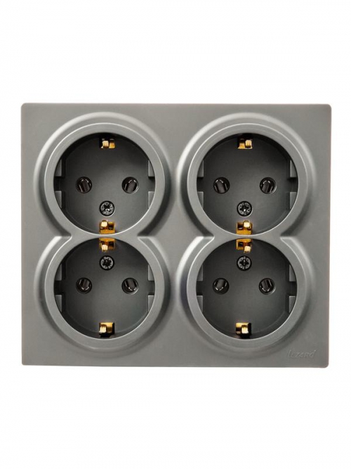 Розетка 4-м ОП LETO с заземл. закрытый корпус ПБТ платина LEZARD 752-3500-127BDP 752-3500-127BDP