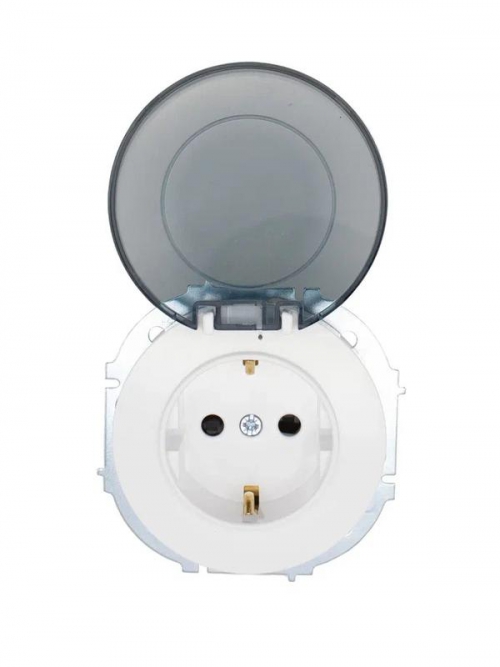 Розетка 1-м СП OSEN с заземл. с крышкой ПБТ бел. LEZARD 743-0288-123B 743-0288-123B