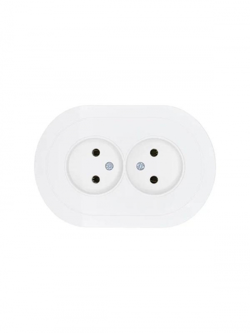 Розетка 2-м СП OSEN без заземл. ПБТ круглая бел. LEZARD 744-0200-128B 744-0200-128B