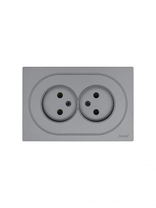 Розетка 2-м СП OSEN без заземл. ПБТ механизм сер. матов. LEZARD 743-7400-128B 743-7400-128B