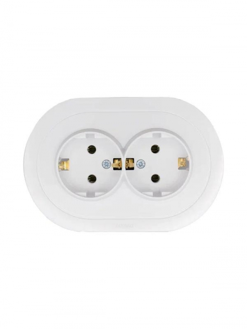 Розетка 2-м СП OSEN с заземл. ПБТ круглая механизм бел. LEZARD 744-0200-127B 744-0200-127B