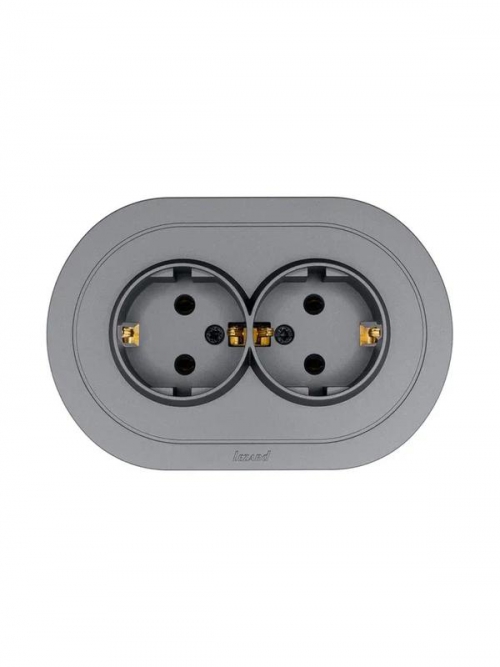 Розетка 2-м СП OSEN с заземл. ПБТ круглая механизм сер. матов. LEZARD 744-7400-127B 744-7400-127B