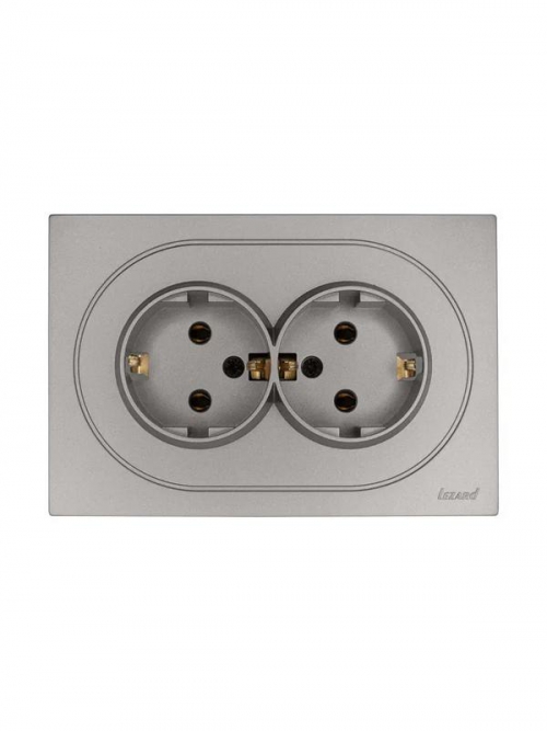Розетка 2-м СП OSEN с заземл. ПБТ механизм сер. матов. LEZARD 743-7400-127B 743-7400-127B