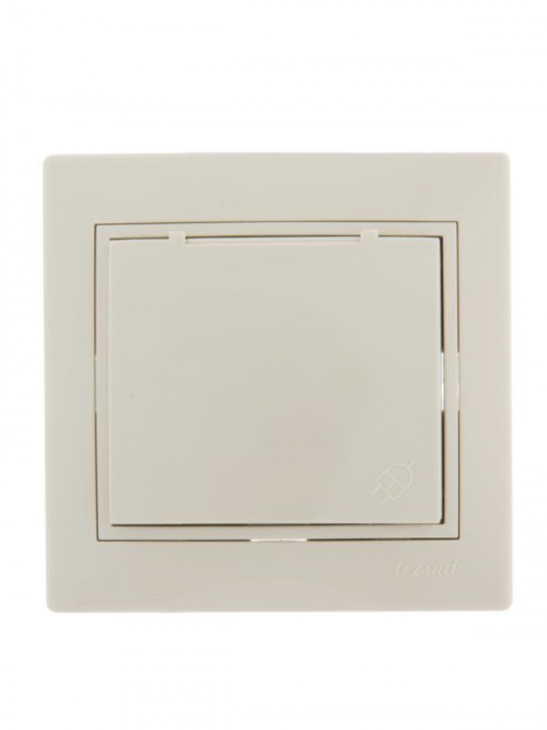 Розетка 1-м СП Mira 16А IP20 с заземл. с защ. крышкой со вставкой керамика крем. LEZARD 701-0303-123 701-0303-123