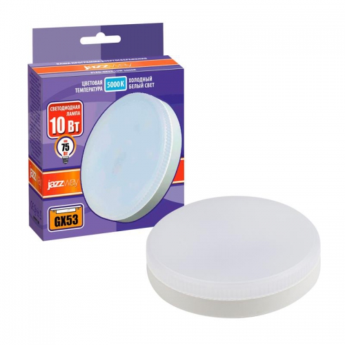 Лампа светодиодная PLED-GX53 10Вт таблетка матовая 5000К холод. бел. GX53 840лм 230В JazzWay 1029089 1029089