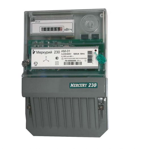 Счетчик Меркурий 230 AM-01 3ф 5-60А класс точн. 1.0 1 тариф. импульс. вых. на панель мех. ОУ Инкотекс 00000032428 00000032428