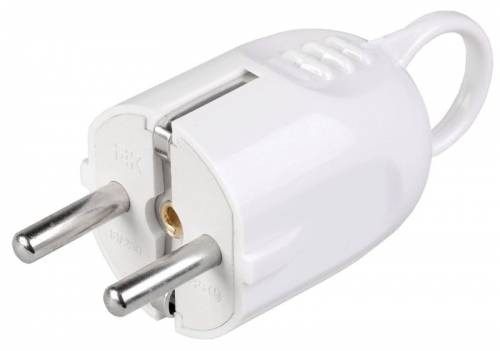 Вилка угловая ВПу12-01-Ст разборная с заземл. с кольцом 16А бел. ИЭК EVP12-16-01-K01 EVP12-16-01-K01