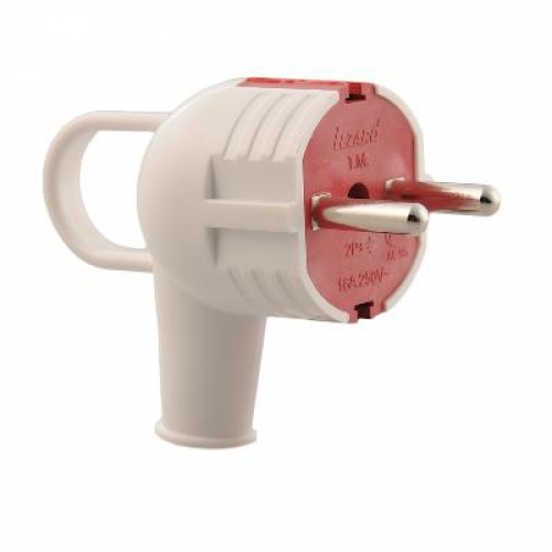 Вилка электрич. с ручкой с заземл. бел/красн. LEZARD 715-0201-602 715-0201-602