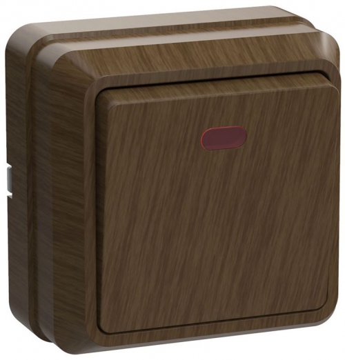 Выключатель 1-кл. ОП ОКТАВА 10А IP20 с инд. дуб.ИЭК EVO11-K04-10-DC EVO11-K04-10-DC